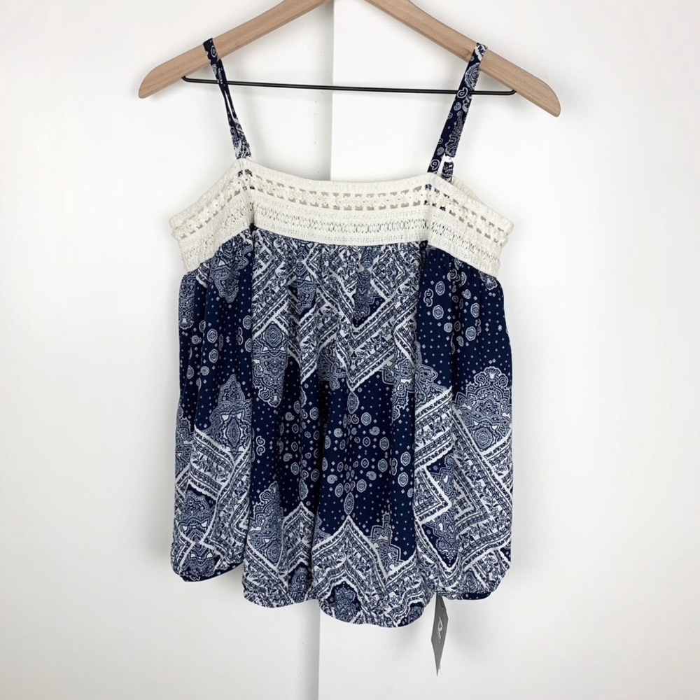 Boho off the shoulder printed crochet top